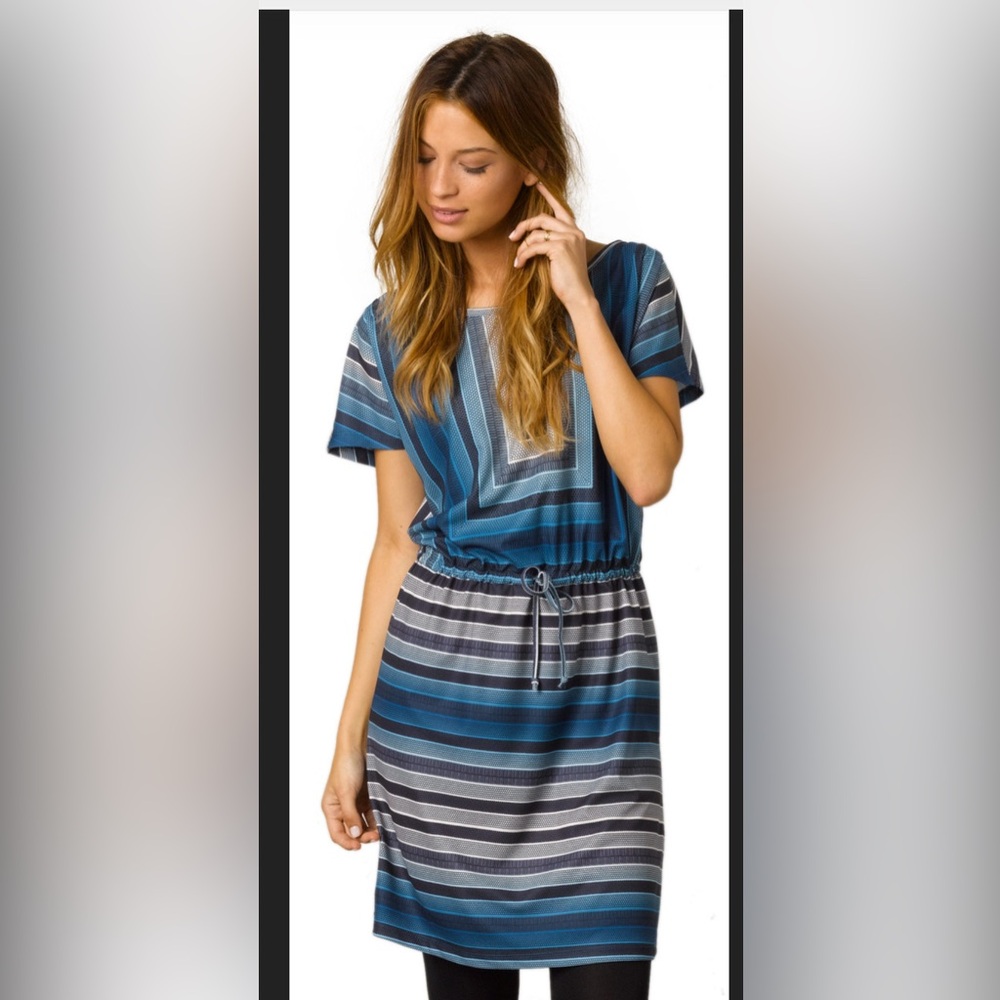 Prana Blue Patterned Lindy Dress Small